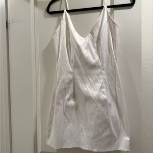 Fashion Nova White Satin Mini Slip Dress